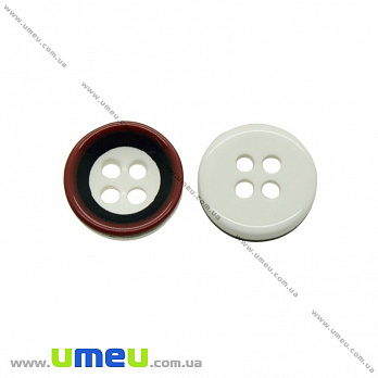 Пуговица пластиковая Круглая полосатая, 11,5 мм, Черно-белая (PUG-021418)