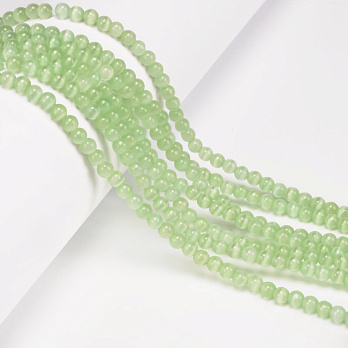 Бусины Кошачий глаз, Синт. камень, 4 мм, Салатовые, Круглые (BUS-054218)