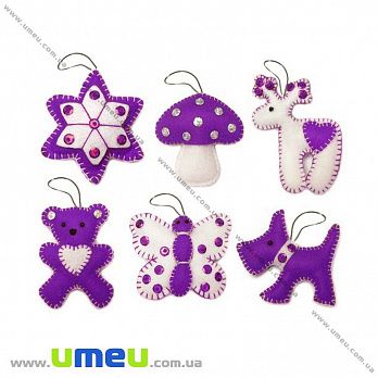 Набор из фетра для создания 6 игрушек, Ёлочные игрушки ФН-59, 6х7 см (FLT-034845)