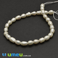 Бусина натуральный камень Жемчуг речной молочный Рис, 5-6х4-5 мм (BUS-039397)