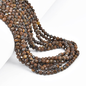 Бусины Тигровый глаз, Натур. камень, 3,5 мм, Круглые граненые (BUS-058191)