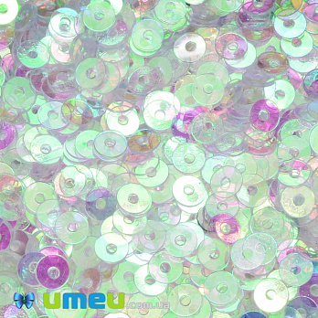 Пайетки Индия круглые плоские, 4 мм, Прозрачные АВ (PAI-037580)