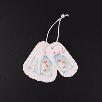 Бирки для подарков с принтом, 50х25 мм, Белые (UPK-056263)