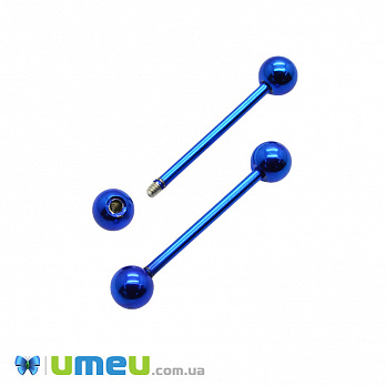 Сережка штанга для пірсингу з нерж. сталі, 29х5 мм, Синя (OSN-048053)