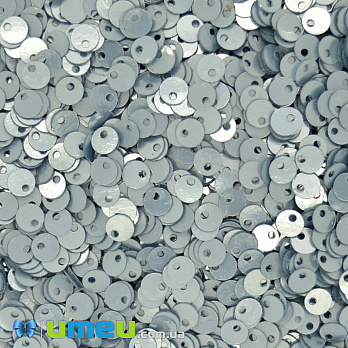 Пайетки Индия круглые плоские (смещённое отверстие), 4 мм, Серо-голубые (PAI-041823)