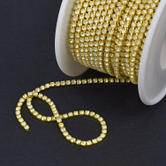 Стразовий ланцюг SS6 - 2,0 мм, Жовтий, Стрази скляні білі хамелеон (ZEP-061028)
