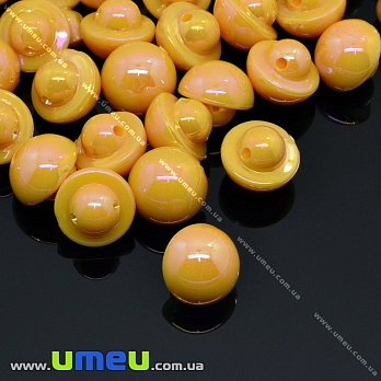 Пуговица пластиковая на ножке Круглая перламутровая, 10 мм, Оранжевая АВ (PUG-012850)