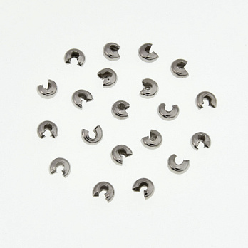 Бусины зажимные Кримп, 3 мм, Темное серебро (BUS-008448)