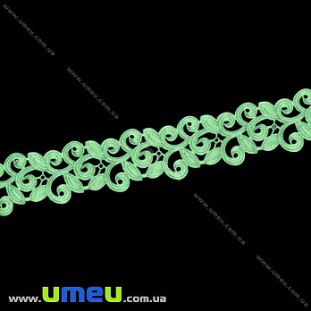 Тесьма тисненая Листики, 20 мм, Салатовая (LEN-022621)