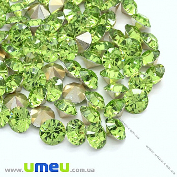 Стразы пластиковые, 6 мм, Салатовые, Конус (STR-014360)