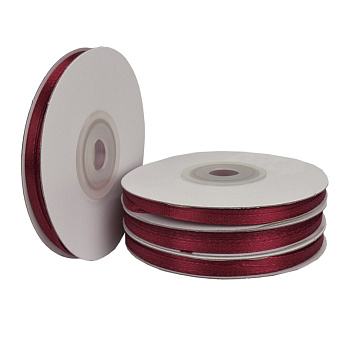 Атласна стрічка двостороння, 3 мм, Бордова (LEN-056746)