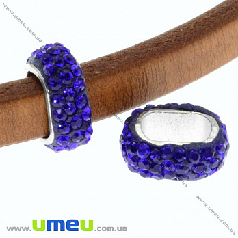 Намистина Regaliz (Licorice) зі стразами, 16х13х7 мм, Синя (BUS-016906)