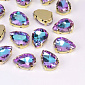 Шатон крапля 14х10 мм, Золото, Синьо-бузковий (KAB-052924)
