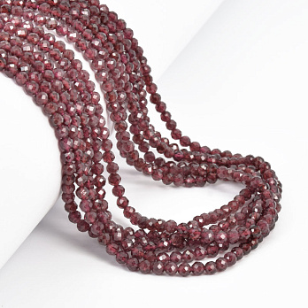 Намистини Гранат, Натур. камінь, 3,3 мм, Круглі грановані (BUS-058193)