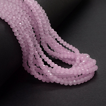 Намистини ронделі, 3,5х3 мм, Рожеві (імітація нефриту) (BUS-029917)