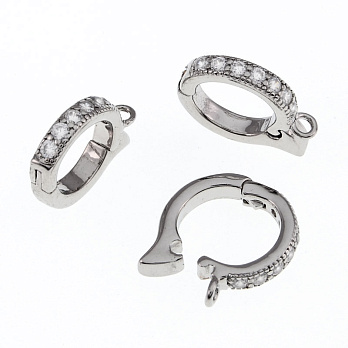 Бейл знімний, 15 мм, Латунь із покриттям Родій, Куб. цирконій (OSN-055371)