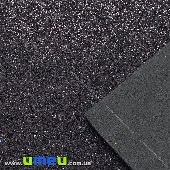 Фоаміран глітерний, 2 мм, Чорний, 20х30 см (FOM-037065)