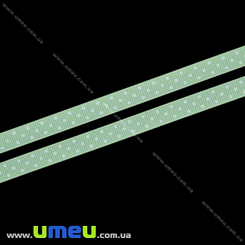 Репсова стрічка в горошок, 10 мм, Салатова (LEN-022443)