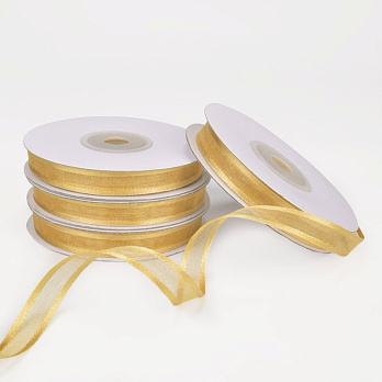 Лента из органзы с атласным кантом, 10 мм, Золотистая (LEN-056779)