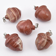 Подвеска Желудь, Натур. камень Яшма красная, 25х19 мм (POD-058593)