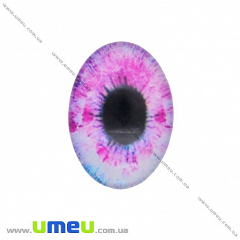 Кабошон скляний з принтом Око, 18х13 мм, Рожевий, Овал (KAB-018738)