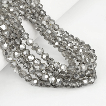 Бусины круглые граненые, 6 мм, Серые (BUS-057321)