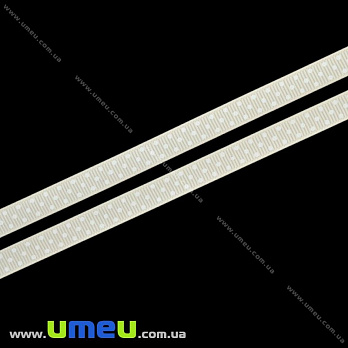 Репсова стрічка в горошок, 10 мм, Кремова (LEN-016645)