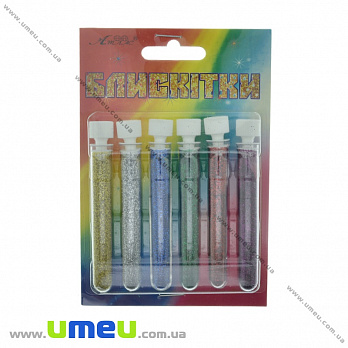 Набор глиттера в колбах, Микс, 6 цветов по 2 г (GLN-034587)