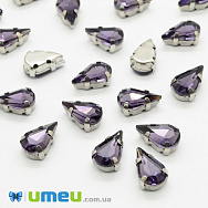Шатон крапля 10х6 мм, Темне срібло, Фіолетовий (KAB-038065)