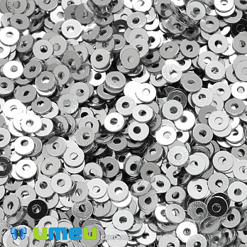 Паєтки Індія круглі плоскі, 2,5 мм, Сріблясті (PAI-037563)