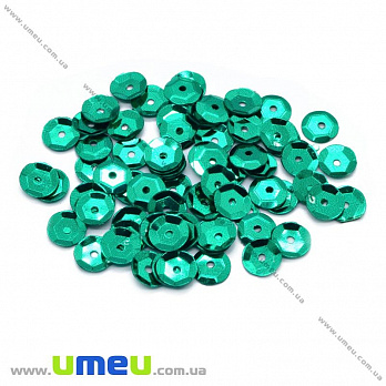 Пайетки Китай круглые граненые, 6,5 мм, Изумрудные (PAI-013122)