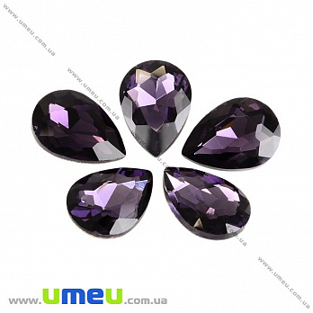 Ріволі скляний, Крапля гранована, 14х10 мм, Фіолетовий (KAB-001979)