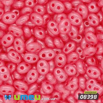 Бисер чешский Twin (Твин) №08398, 2,5х5 мм, Малиновый полупрозрачный перламутровый (BIS-026280)