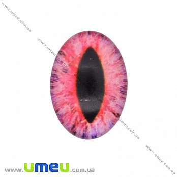 Кабошон скляний з принтом Око, 18х13 мм, Рожевий, Овал (KAB-018725)