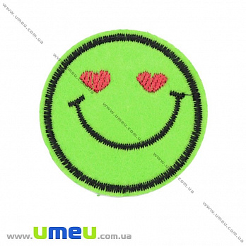 Термоаппликация Смайлик, 4,5 см, Салатовая (APL-017472)