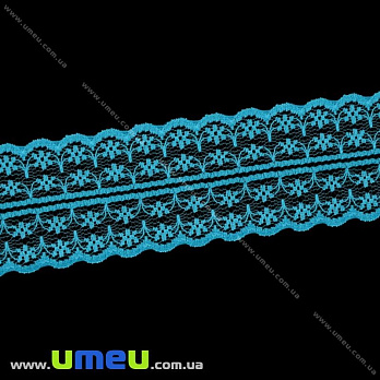 Кружево тонкое, 45 мм, Бирюзовое (LEN-020691)