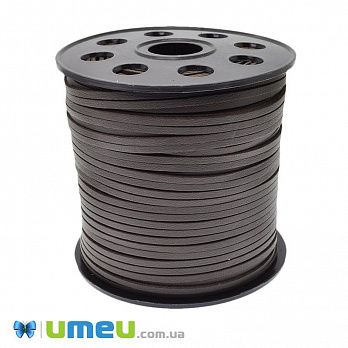 Замшево-кожаный шнур, 3 мм, Коричневый темный (LEN-044158)