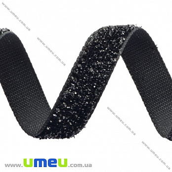 Стрічка оксамитова з люрексом, 10 мм, Чорна (LEN-017376)