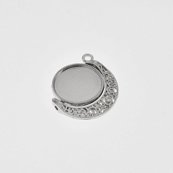 Основа двухстор. вращающаяся Луна, 28х26 мм, 18 мм, Темное серебро (OSN-059465)