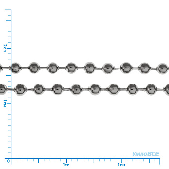 Цепь с шариками, Темное серебро, 2 мм (ZEP-040227)
