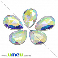 Риволи стеклянный УЦЕНКА, Капля граненая, 14х10 мм, Белый АВ (KAB-013227)