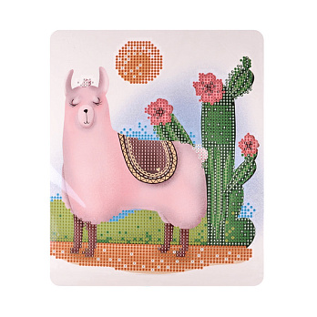 Набор алмазной живописи на картоне 25х21 см, Лама-красуня (SXM-056402)