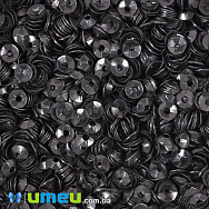 Паєтки Індія чаша, 4 мм, Чорні (мокрий асфальт) (PAI-051138)