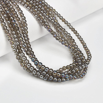 Намистини скляні прозорі, 4,5 мм, Круглі, Сіро-коричневі АВ (BUS-057255)