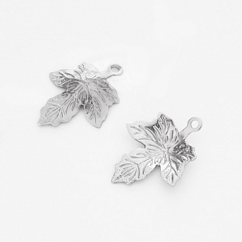 Підвіска з нерж. сталі Листочок, 15х12 мм, Темне срібло (STL-051910)