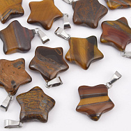 Подвеска Звезда, Натур. камень Тигровый глаз, 23х20 мм (POD-037483)