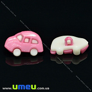 Пуговица пластиковая на ножке Машинка, 17х11 мм, Розовая (PUG-017814)