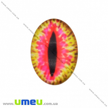 Кабошон скляний з принтом Око, 18х13 мм, Рожевий, Овал (KAB-018720)