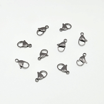 Замки-карабіни з нержавіючої сталі, 12х7 мм, Темне срібло (STL-056998)