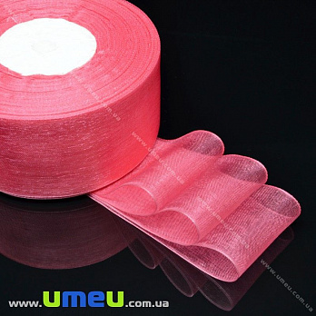 Стрічка з органзи, 40 мм, Коралове (LEN-016606)